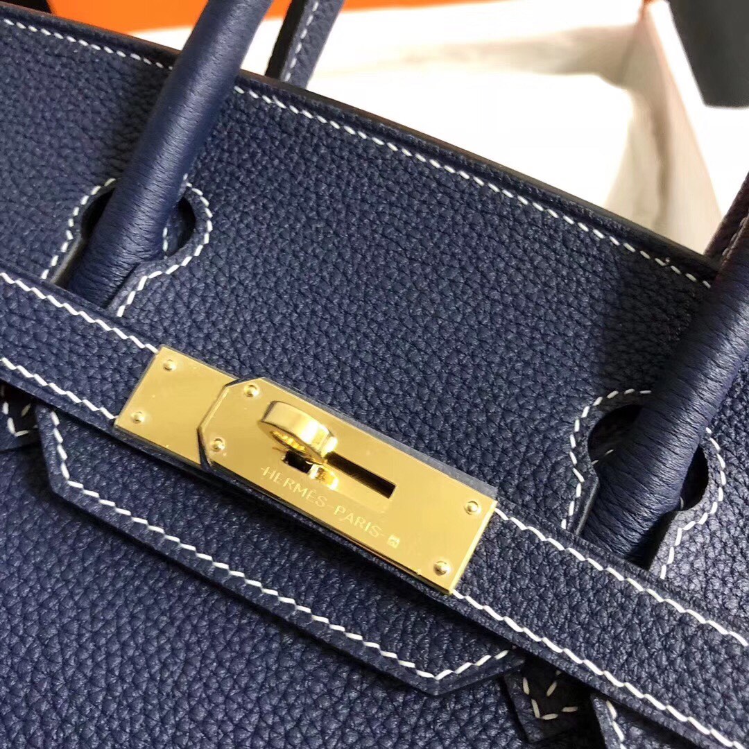 Hermes Birkin 35CM Togo Leather Handbag Dark Blue